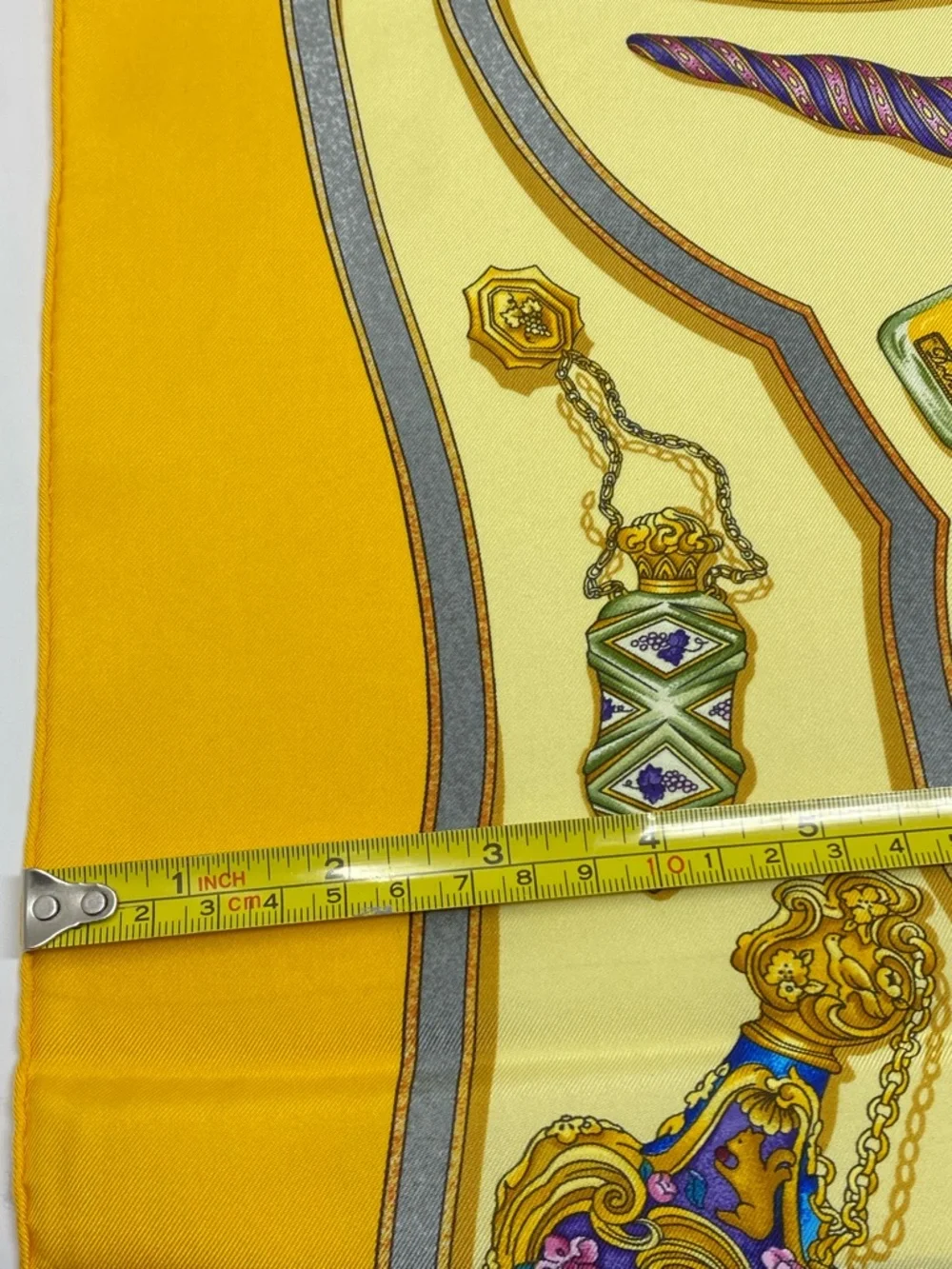 Hermes Vintage Silk Scarf Carre 90 Flacons Catherine Baschet Yellow - Picture 14 of 16